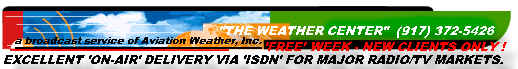Radio & tv weather broadcasts for one week free !     ...     so e-mail us at: WXCENTER @ aol.com !